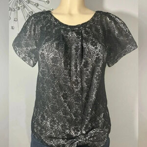 Marc by Marc Jacobs Women’s Black Floral Lace Top with Bow